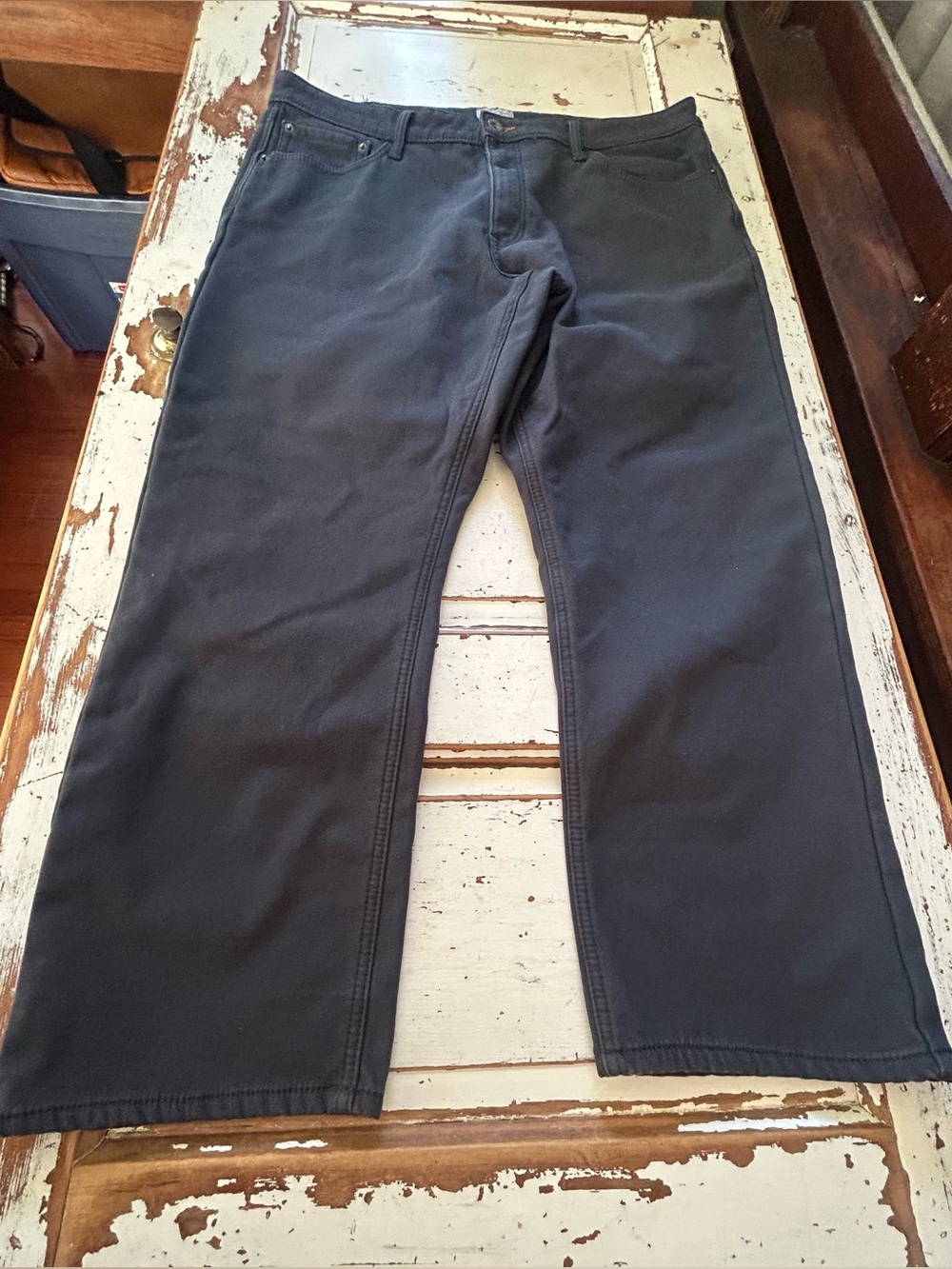 Weatherproof Vintage Mens Fleece Lined  Canvas Pant Utility Bonded Black 40 x 30